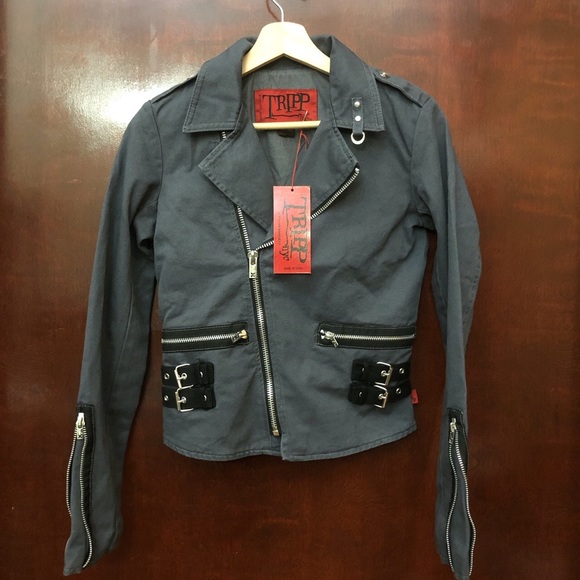 Tripp nyc Jackets & Blazers - TRIPP NYC GREY JEAN D RING MOTO JACKET XS